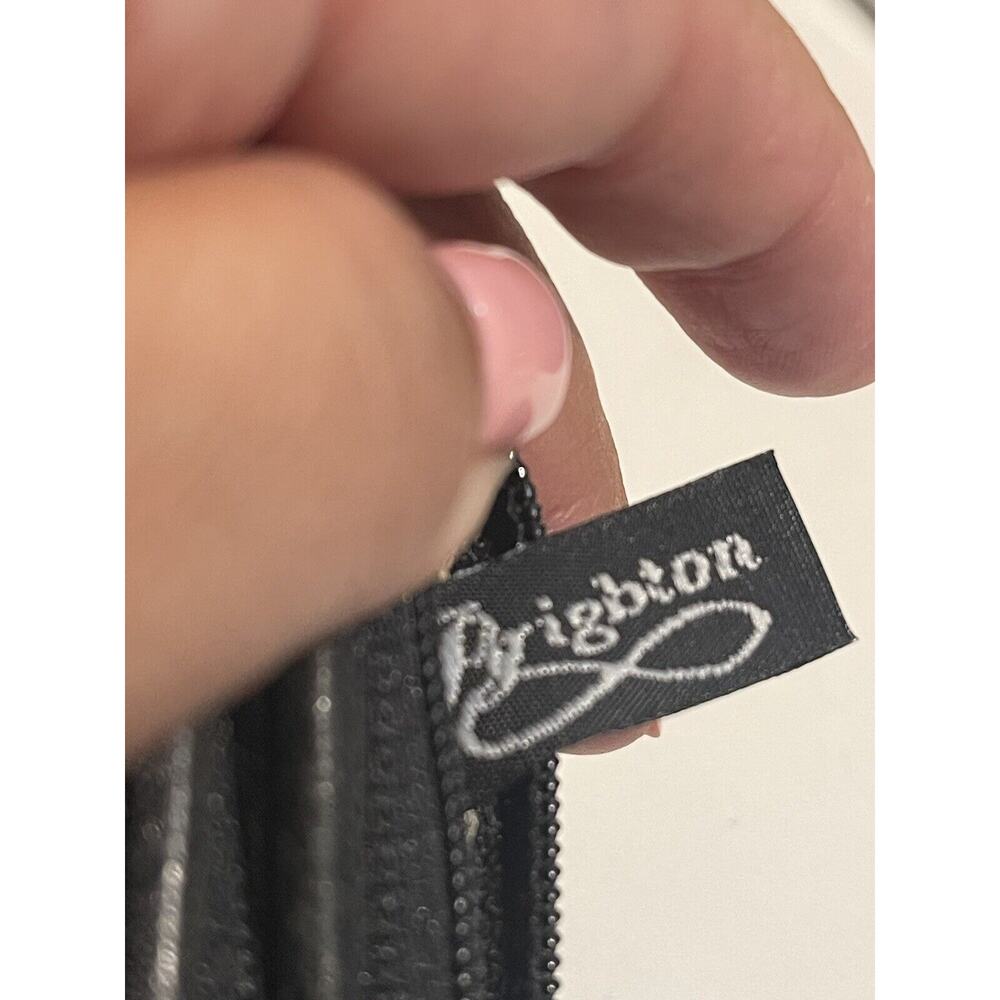 Brighton Black Leather Crossbody Bag Tri Fold Wallet on a String Removable Strap - Picture 2 of 14